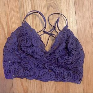 Pink Victoria's Secret Purple Crochet Lace Bralette